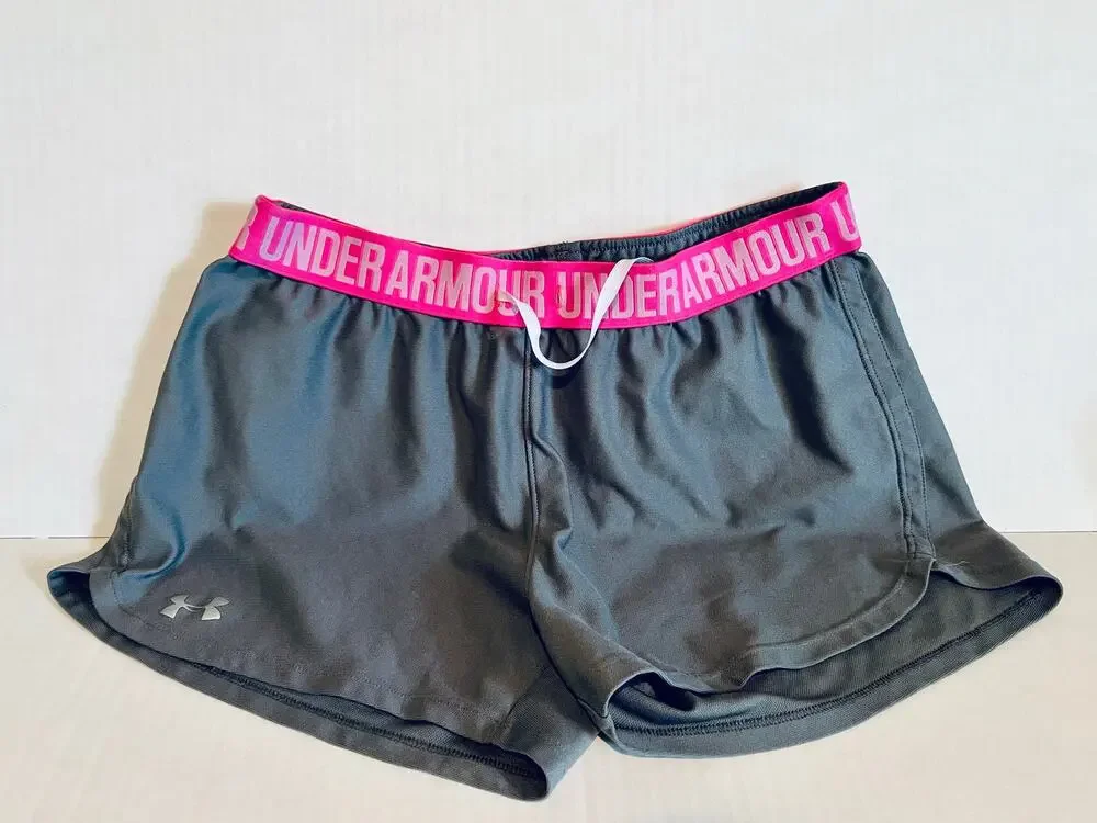Under Armor Shorts.  Gray & Pink.  Size Small Elastic Waist.